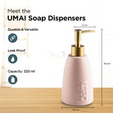UMAI Liquid Soap Dispenser | Stoneware | Bathroom Sanitizer, Lotion, Shampoo Dispenser | Ceramic Handwash Bottle for Kitchen | Soap Dispenser for Wash Basin | Bathroom Accessories (Pack of 3)